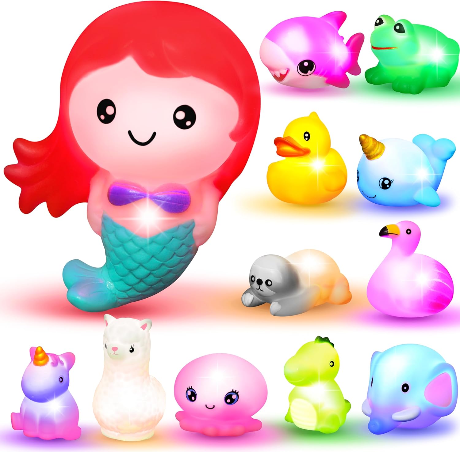 Read more about the article JOYIN 12 PCS Light Up Bath Toys, Toddler Flashing Colourful LED Bathtub Mermaid Toy, Baby Bathtime Floating Rubber Shower Gifts for Infant Kids Boy Girl Birthday Valentines Swimming Pool Party