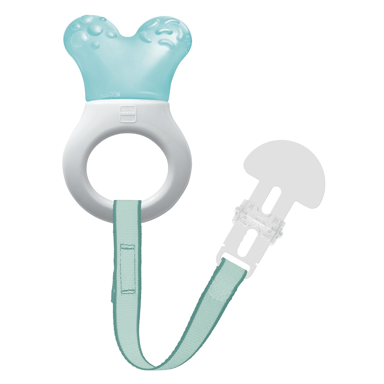 Read more about the article MAM Mini Cooler Teether with Clip, Boy, 2+ Months, 1-Count, White/Blue