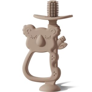 Read more about the article Moonkie Teething Toy, Safe & Easy to Hold BPA Free Silicone Teethers, 360° Baby Toothbrush with Suction Base, Teether Toys Best for Babies 6-12 Months (Koala Warm Taupe)