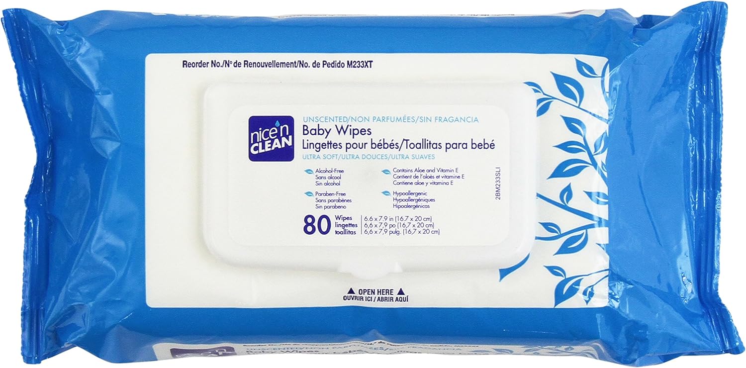 Read more about the article Nice ‘N Clean Baby Wipes Soft-Pack with Aloe – Unscented, Hypoallergenic, 80 Wipes (Pack of 12)