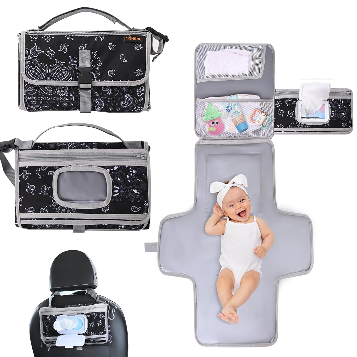 Read more about the article Portable Changing Pads, Portable Diaper Changing Pad for Baby，Changing Mat for Travel, Baby Changing Station, Infant Gift, Baby Essentials(Cashew Blossom)