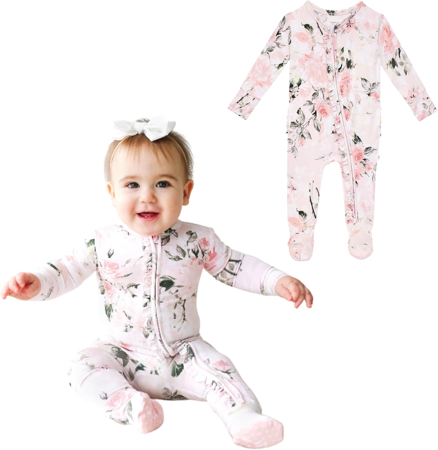 Read more about the article Posh Peanut Footie Pajamas for Baby Girls – Sleepers in Viscose from Bamboo with 2-Way Zipper & Ruffle Trim