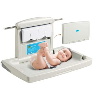 Read more about the article VEVOR Wall-Mounted Baby Changing Station, Horizontal Foldable Diaper Change Table with Safety Straps and Hanging Rods, Use in Commercial Bathrooms, Daycare Centers for Newborns & Infant