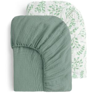 Read more about the article Yoofoss Muslin Crib Sheets for Boys Girls 100% Cotton Fitted Baby Crib Sheet 2 Pack Soft and Breathable for Standard Crib Mattress & Toddler Mattress 52″x28″