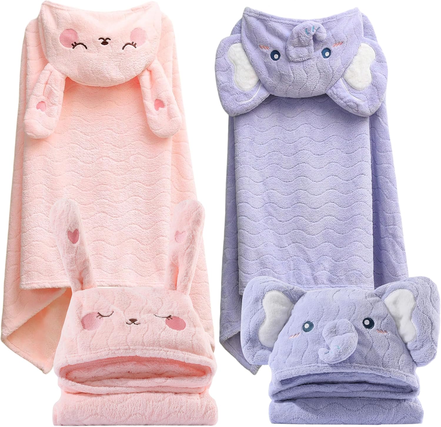 Read more about the article 2 Pack Hooded Towels for Toddlers – Thick 55″ x 27.5″ Baby Bath Towel Set for Girls and Boys – Super Absorbent, Age 1-5, Elephant & Rabbit