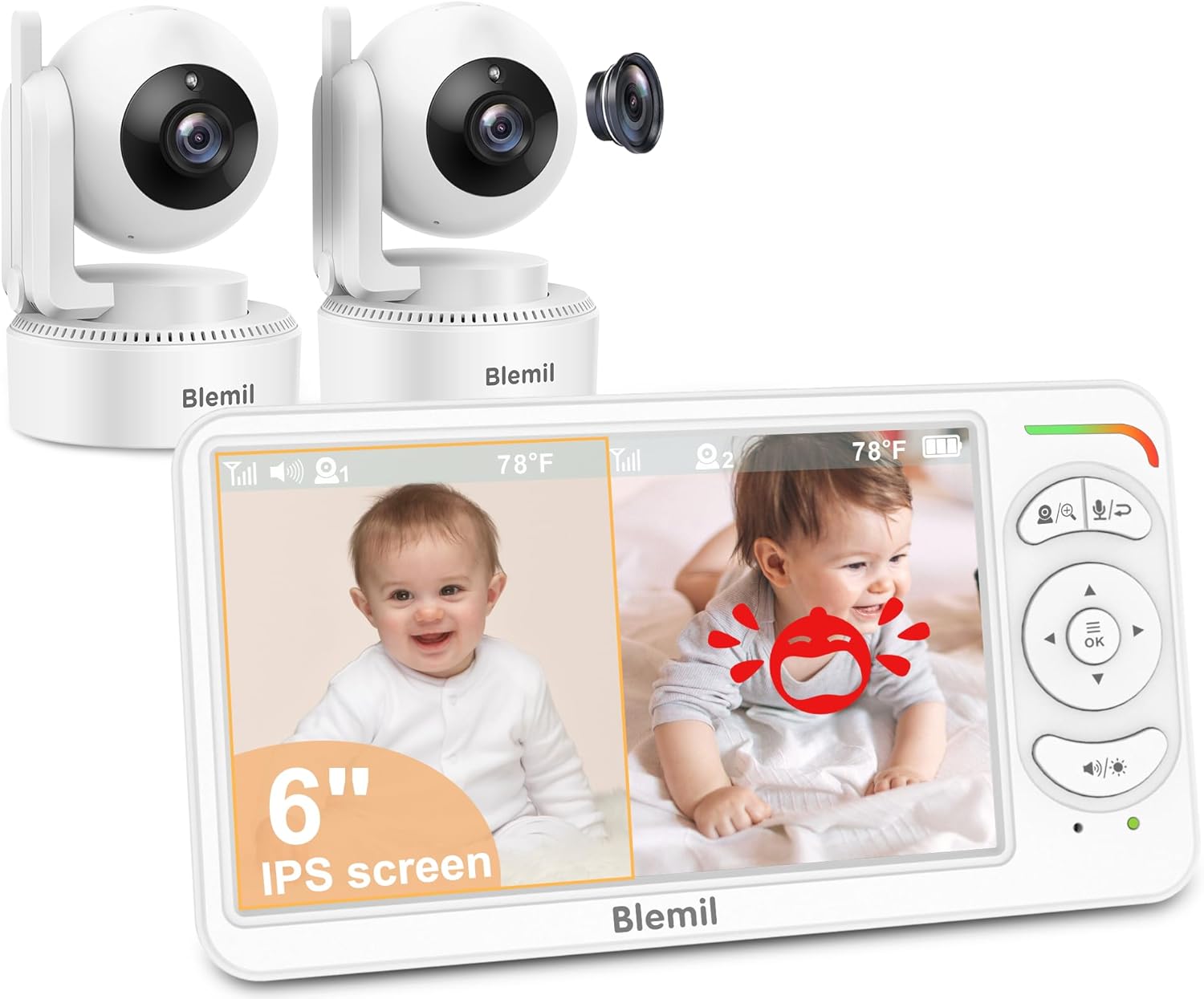 Read more about the article 6″ Baby Monitor with 2 Cameras and Audio 30 Hours Battery Upgrade Split Screen Video Baby Monitor Remote Pan-Tilt-Zoom 178°Wide-Angle 150 Languages No WiFi ECO 2-Way Talk Night Vision 1000ft Travel