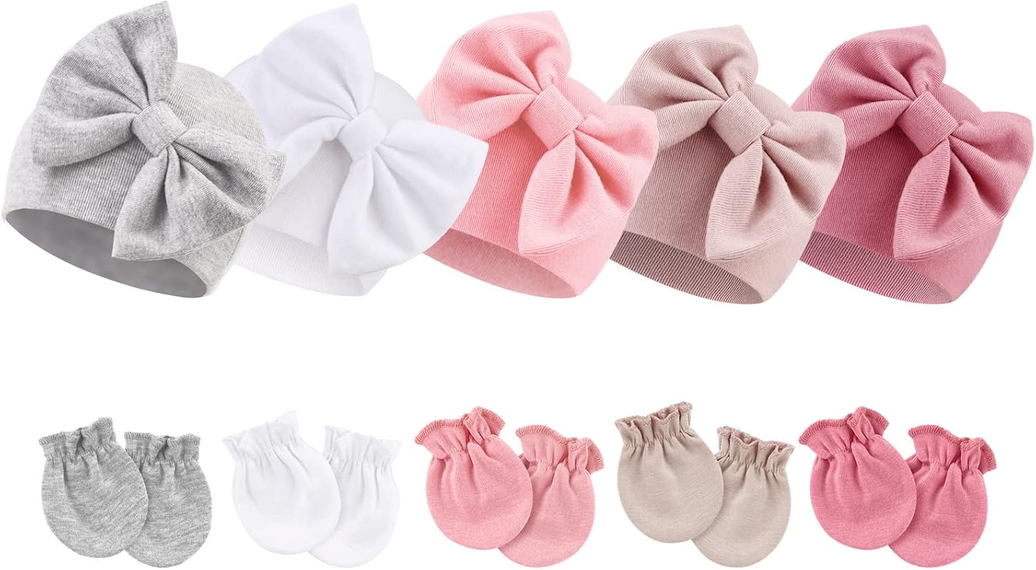 Read more about the article BQUBO Newborn Baby Girls Hats Mittens Set Hospital Hat Beanie Infant Bow Hats Baby Cotton Gloves for 0-6 Months