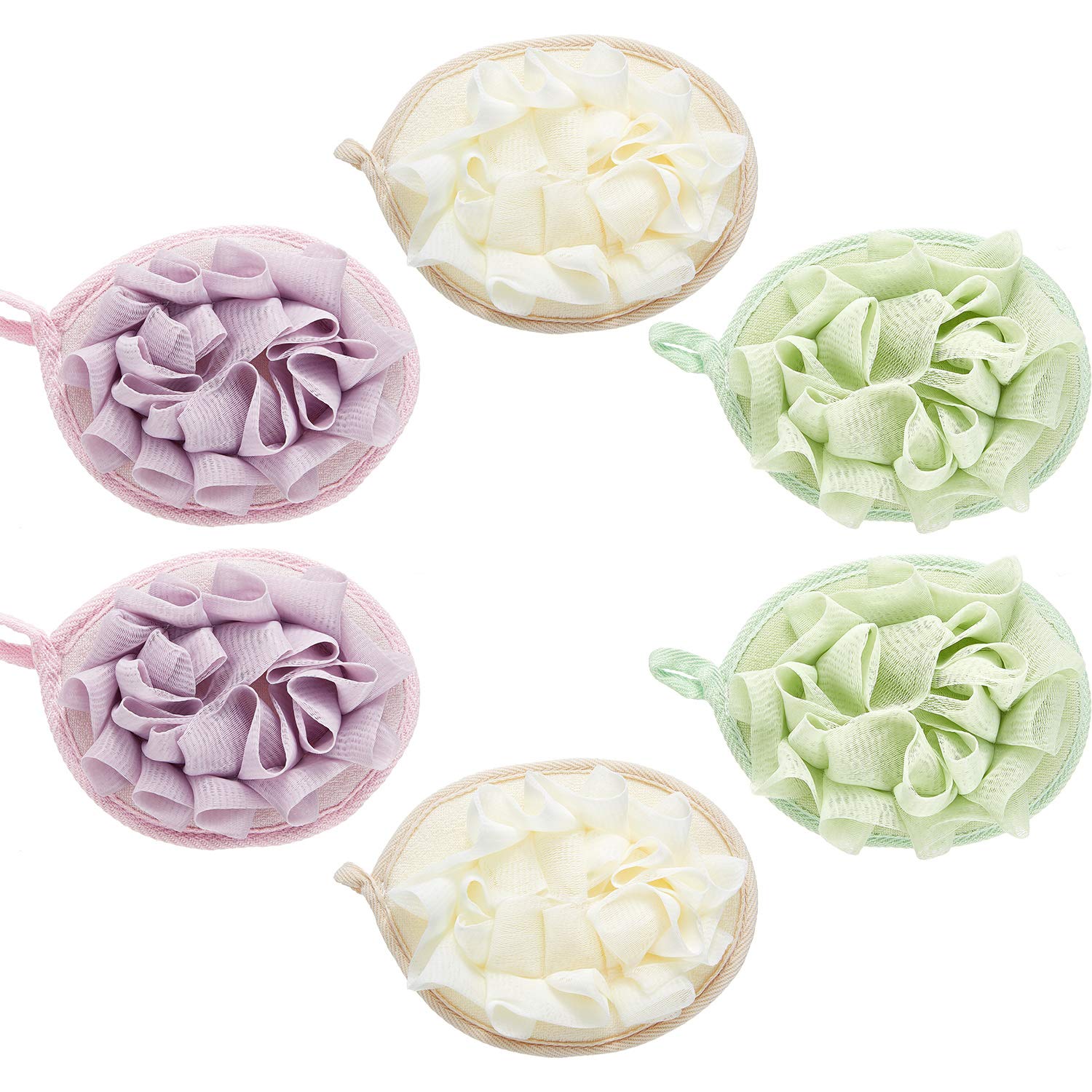 Read more about the article Boao 6 Pcs Bath Shower Pouf Sponge Mesh Pouf Shower Ball Exfoliating Body Sponge Pad Shower Scrubber Ball Shower Glove with Flower Bath Ball (Beige,Green,Purple)
