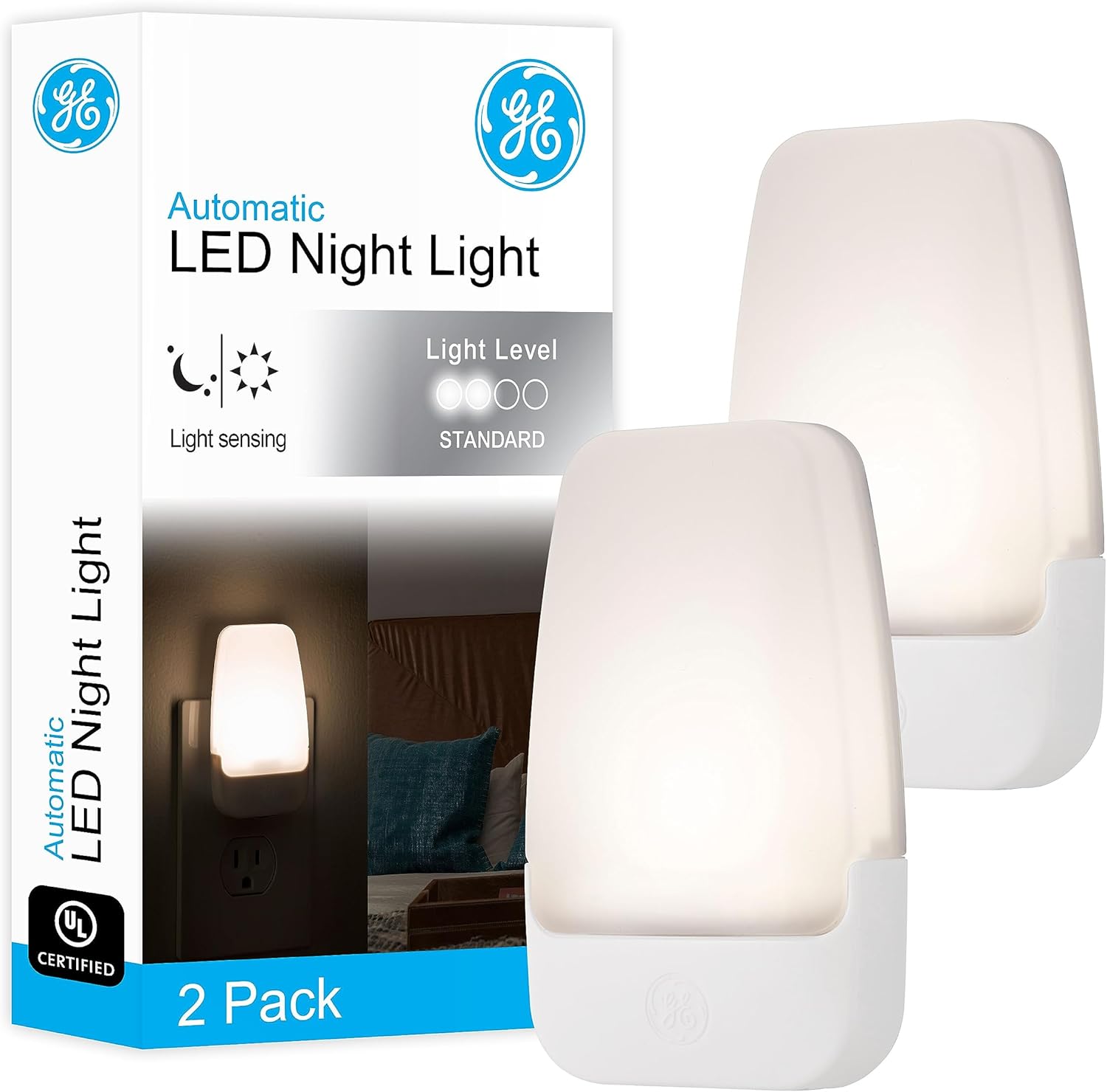 Read more about the article GE LED Night Light, Plug-in, Dusk to Dawn Sensor, Warm White, Ambient Lighting, Ideal Kids Adults Nightlight for Bedroom, Bathroom, Nursery, Hallway, Kitchen, 30966, 2 Pack