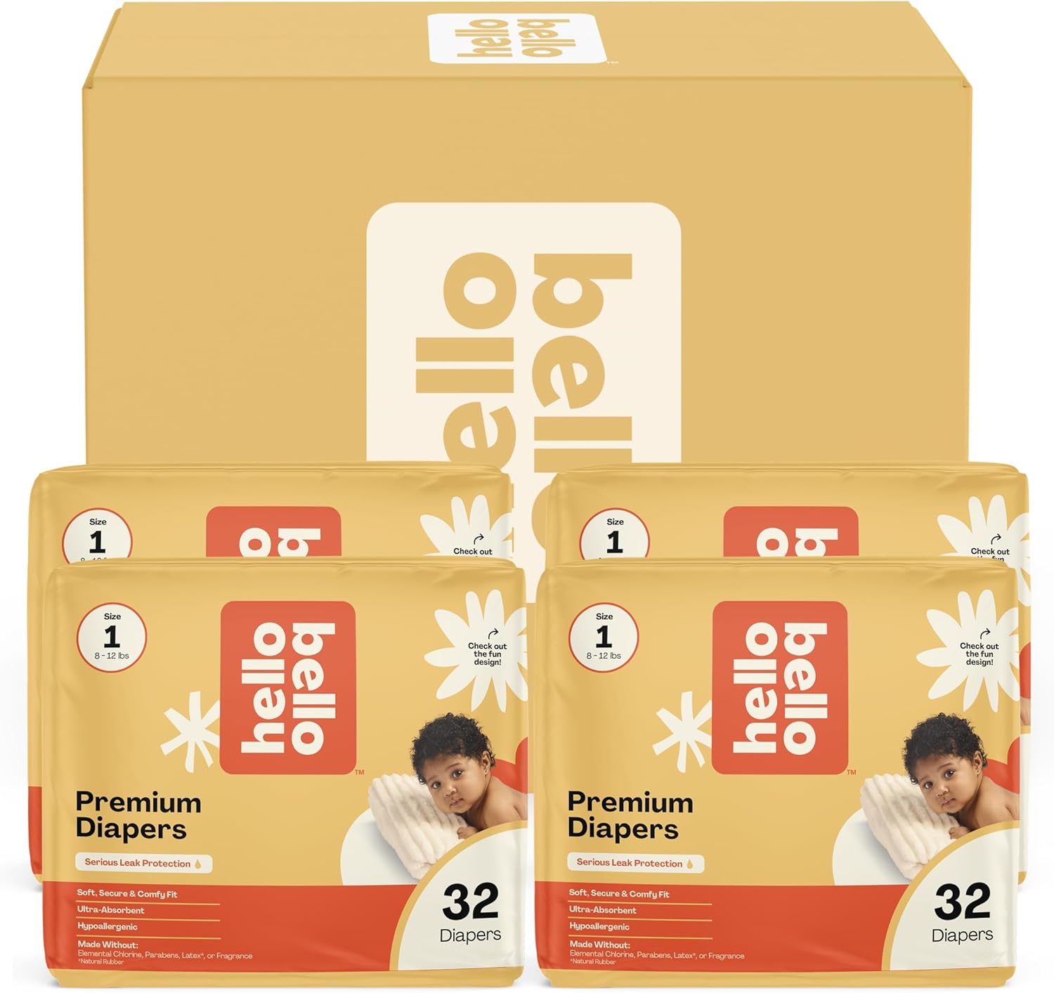 Read more about the article Hello Bello Diapers, Size 1 (8-12 lbs) Superstars – 128 Count Value Pack of Premium Disposable Baby Diapers, Hypoallergenic with Soft, Cloth-Like Feel