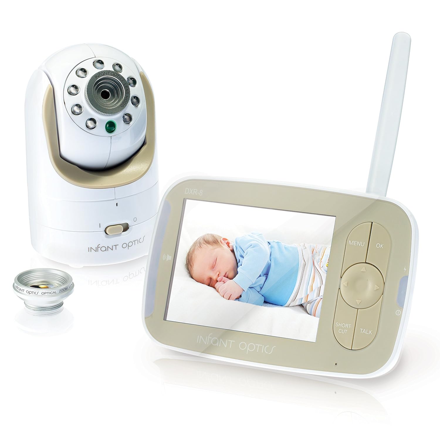 Read more about the article Infant Optics DXR-8 480p Video Baby Monitor, Non-WiFi Hack-Proof FHSS Connection, Interchangeable Lenses, Pan Tilt Zoom, LED Sound Bar, Night Vision, and Two-way Talk, low battery