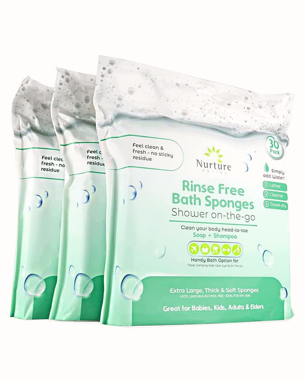 Read more about the article Nurture Valley Sponge Bath Wipes – Large Disposable Wash Cloths for Adults, Seniors, Bedridden, Home Care | Post Surgery Cleansing, Elderly or Disabled Patients | No Rinse Camping Travel Essentials
