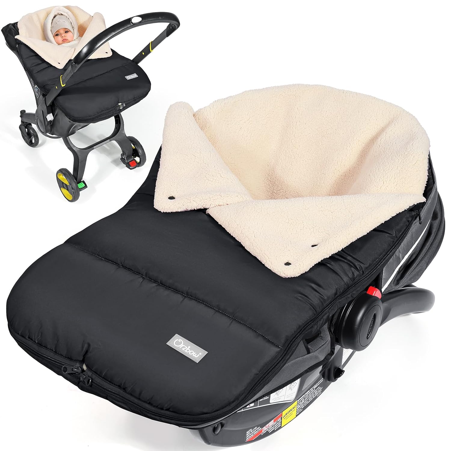 Read more about the article Orzbow Winter Car Seat Covers for Babies, Universal Baby Car Seat Bunting Bag with Adjustable Collar, Waterproof Carseat Cover with Zipper, Warm Berber Fleece, Detachable and Machine Washable, Black