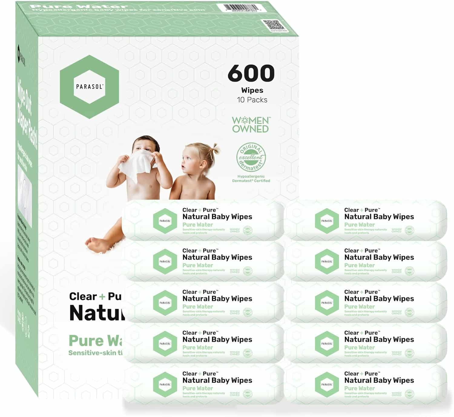 Read more about the article Parasol Clean+Pure™ Natural Baby Wipes | 99% RO, pH Balanced, Hypoallergenic Formula Baby Wipes | Plant-Based Alcohol Free Baby Wipes, Perfect for Sensitive Skin | 60 Wipes Per Pack, Pack of 10