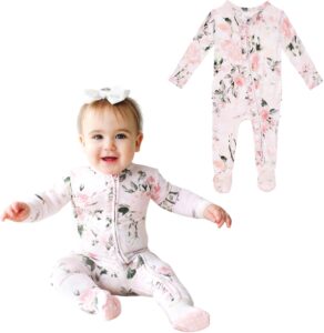 Read more about the article Posh Peanut Footie Pajamas for Baby Girls – Sleepers in Viscose from Bamboo with 2-Way Zipper & Ruffle Trim