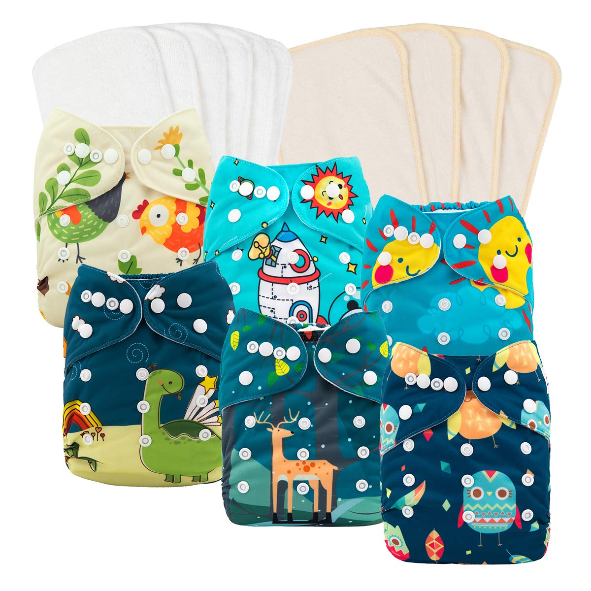 Read more about the article babygoal Reusable Cloth Diapers 6 Pack+6pcs Microfiber Inserts+4pcs Rayon from Bamboo Inserts, One Size Adjustable Washable Pocket Nappy Covers for Baby Boys,Rash-Free