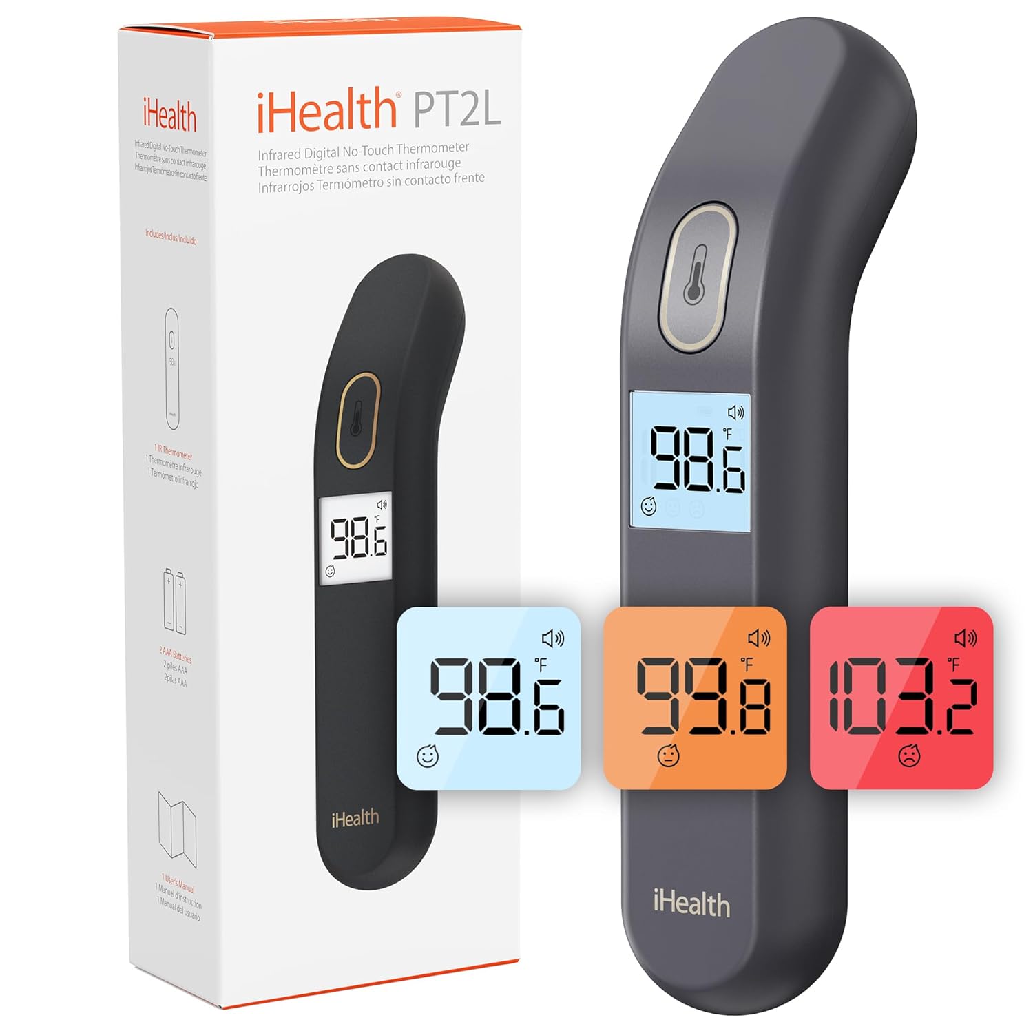 Read more about the article iHealth Touchless Thermometer for Adults and Kids, FSA/HSA Eligible, Color-Coded Alert & Silent Mode, 1-Second Accurate Fever Check, Portable for Home, Travel Use – PT2L Black